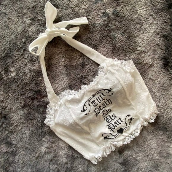 Dolls Kill Tops - Death Do Us Part Velour Corset Top
